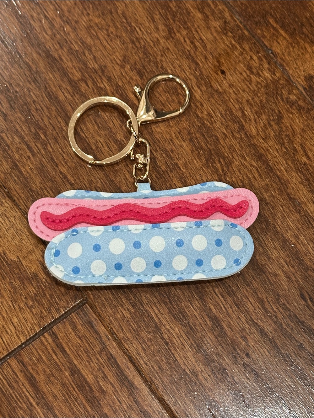 Polka Dot Hot Dog Keychain bag charm